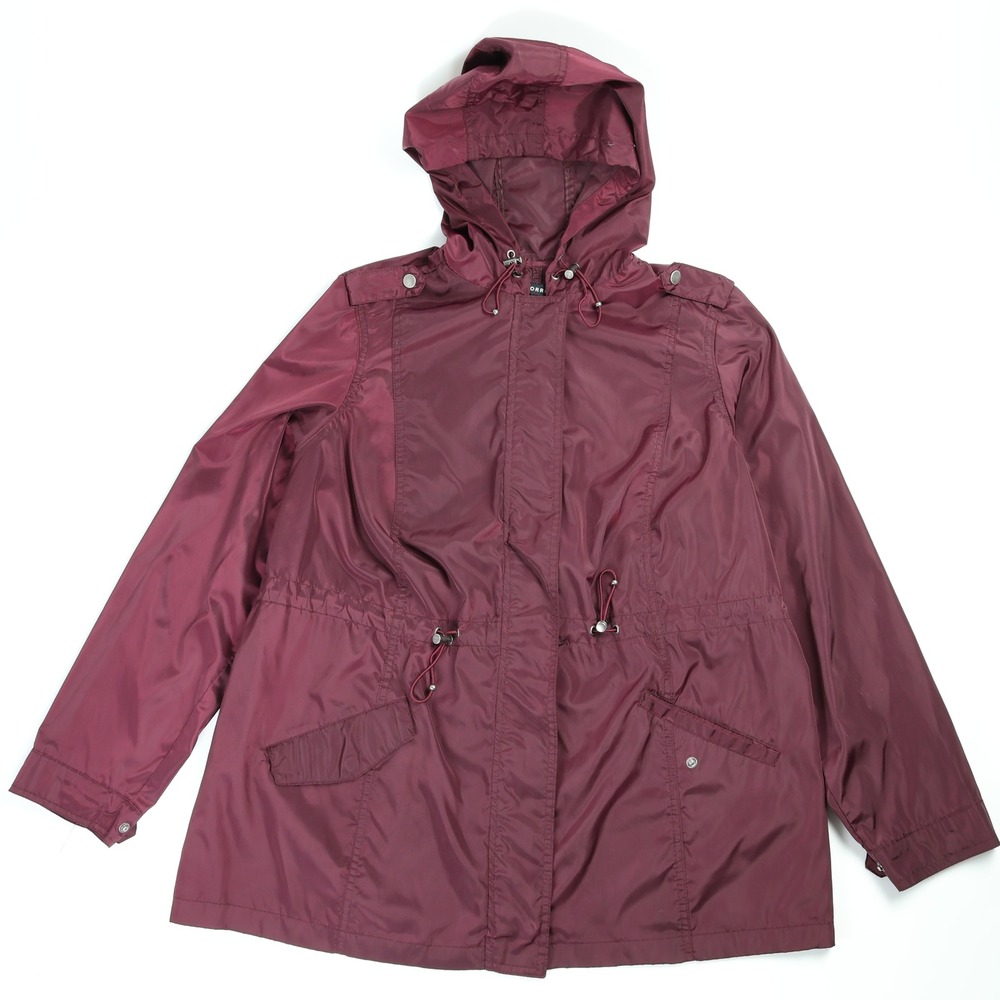 Torrid Burgundy Hooded Windbreaker Jacket Drawstring Waist Plus Size 2 2X